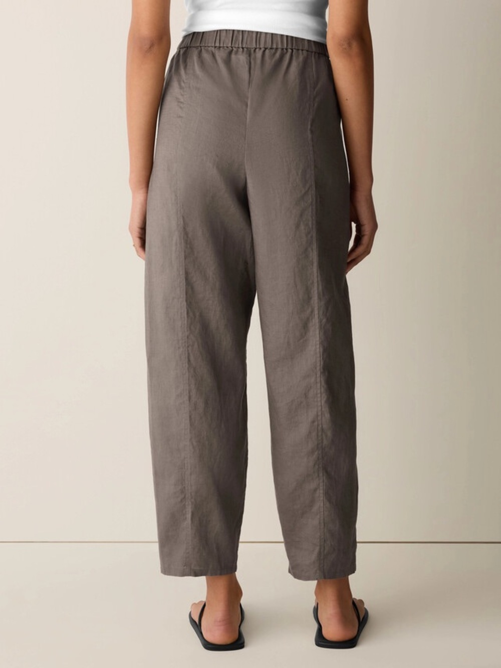 Eileen Fisher - Relaxed Linen-Blend Drawstring Pants in Taupe - Picture 3 of 6
